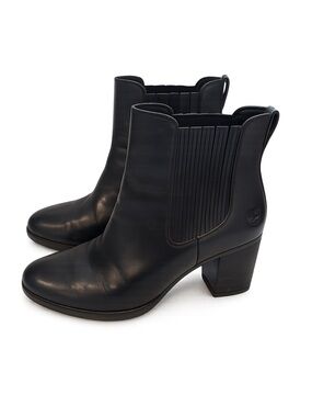 Timberland Women’s Black Leather Chelsea Heel Ankle Boots – Size 10